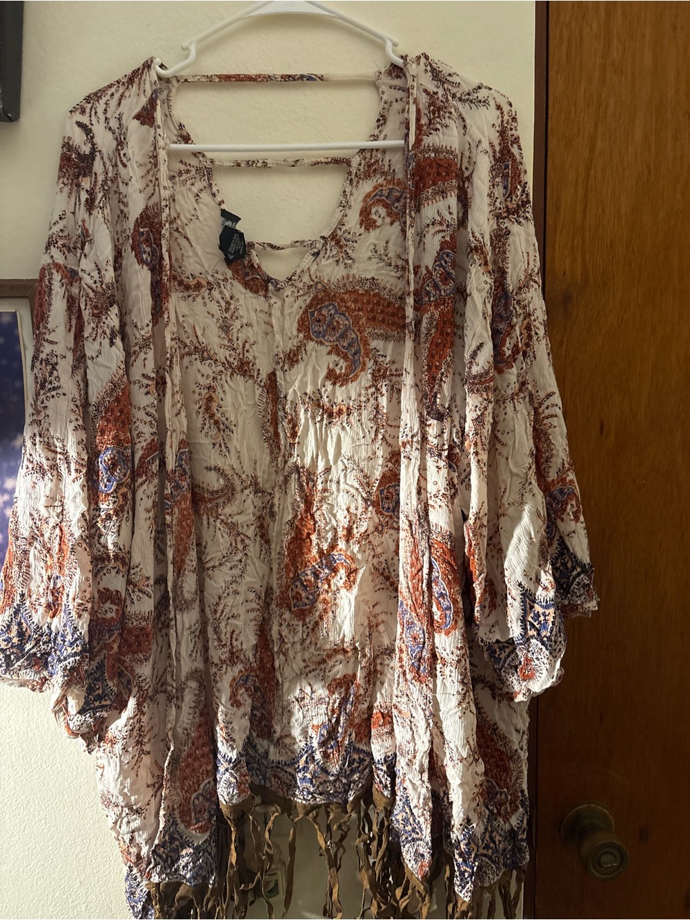 Angie Cream Tunic with Rust & Navy Paisley
